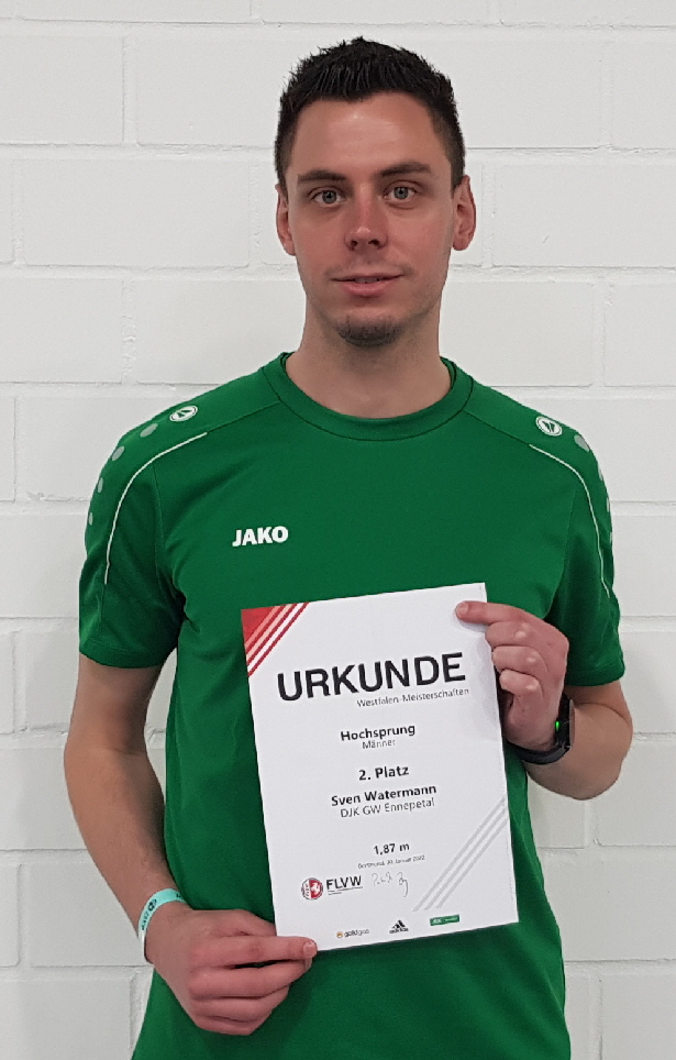 Sven Watermann DJK-Bundessieger (1,88 m) und Westfälischer Vizehallenmeister 2022
 im Hochsprung der Männer